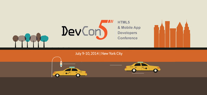 DevCon5 HTML5 & Mobile App Developers Conference banner, July 9-10 2014, New York City.